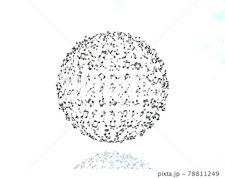 音符の地球　黒　細かい　CGイラスト横 78811249