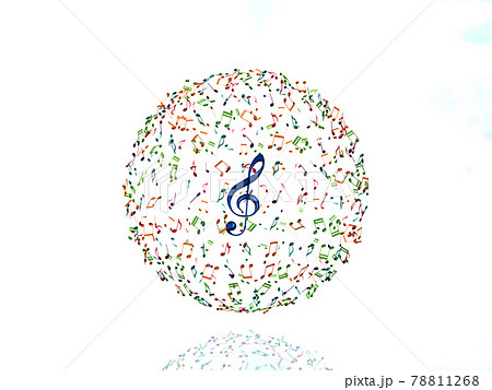 音符の地球 ト音記号 ガラス 細かい Cgイラスト横 のイラスト素材