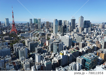 東京　2020年 景色　展望　展望台　俯瞰　遠景　昼間　快晴　青空　 78811958