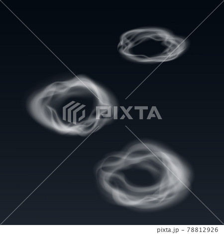 Isolated white smoke on dark background. Vector illustration. 78812926