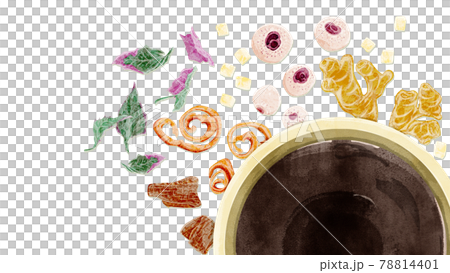漢方生薬「半夏厚朴湯」手描き水彩風イラスト 漢方生薬「半夏厚朴湯」手描き水彩風イラスト 78814401