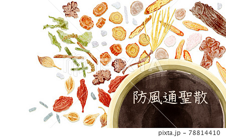 漢方生薬「防風通聖散」手描き水彩風イラスト 78814410