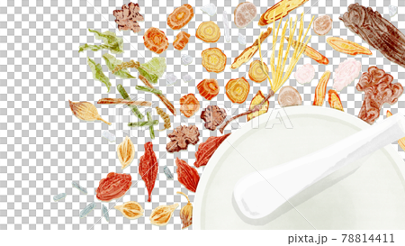 漢方生薬「防風通聖散」手描き水彩風イラスト 漢方生薬「防風通聖散」手描き水彩風イラスト 78814411