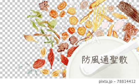 漢方生薬「防風通聖散」手描き水彩風イラスト 漢方生薬「防風通聖散」手描き水彩風イラスト 78814412