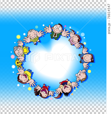 ハートを囲み空を見上げる人々の輪 78814547