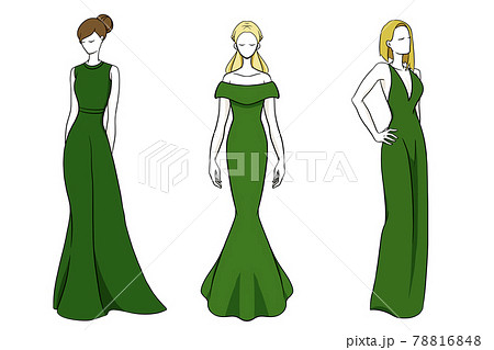 ドレスレディ デザイン1 グリーンのイラスト素材