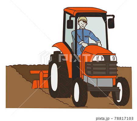 農業 農家 トラクター 耕運機 イラストのイラスト素材