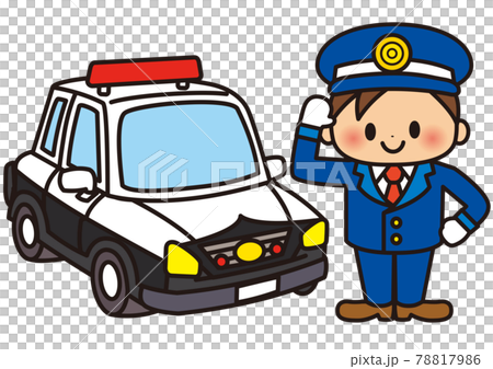 パトカー 働く車 警察官のイラスト素材