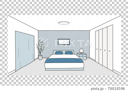 寝室の内観パース 1点透視図のイラスト素材 [78818596] - PIXTA