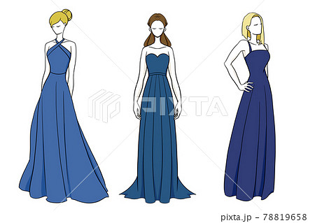 Dress Lady Design 3 Blue Stock Illustration