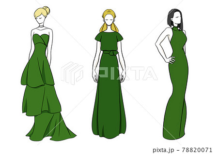 ドレスレディ デザイン4 グリーンのイラスト素材
