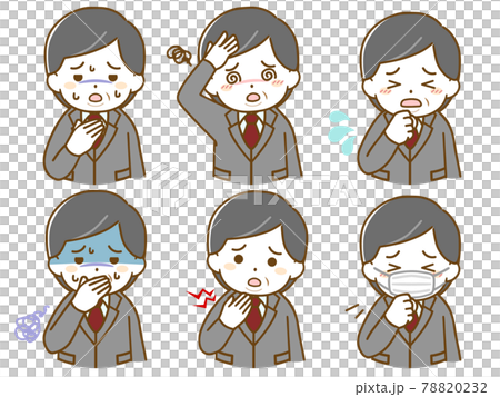 具合の悪いスーツを着た肥満の中年男性 78820232