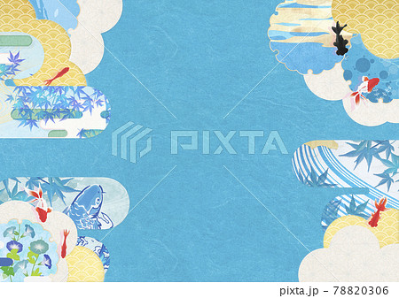 清涼感を感じるイラスト 絵巻物 雲海 Xlでa3size 350dpi のイラスト素材