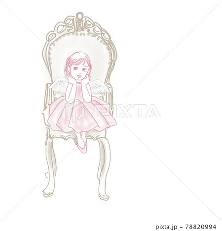 椅子に座るかわいい女の子の天使のイラスト素材