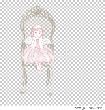 椅子に座るかわいい女の子の天使のイラスト素材