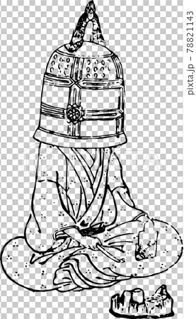 煙管を持つ釣鐘を被った男のイラスト素材