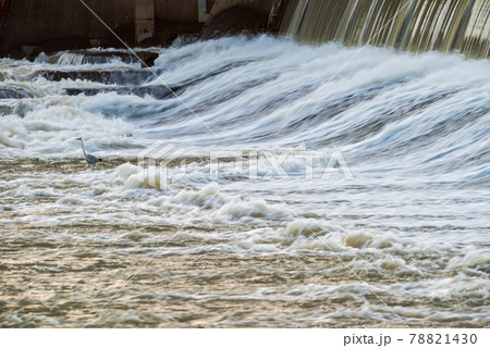 白石堰の川の流れる水流の美しさ 78821430