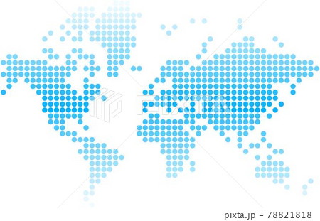 Blue circle world map on white background. Blue circle world map on white background. 78821818