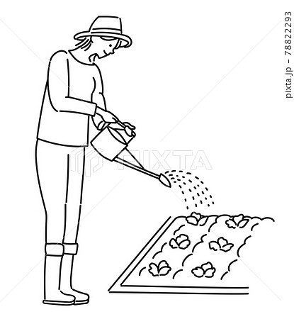 水やり イラスト 女性 ガーデニング ジョウロのイラスト素材 7293