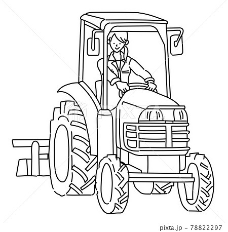 農業女子 農業 農家 トラクター 耕運機 イラストのイラスト素材 7297