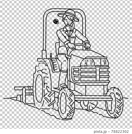 Illustration of agricultural girls, agriculture, farmers, tractors, cultivators 78822302
