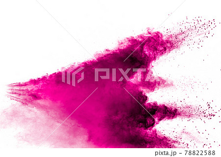 Abstract pink powder explosion on white background. Freeze motion of pink powder splash. 78822588