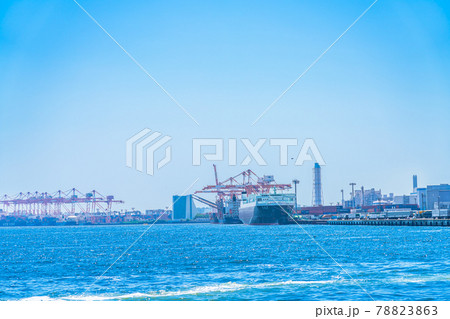 東京の都市風景 芝浦南ふ頭公園から品川埠頭方面の風景 78823863