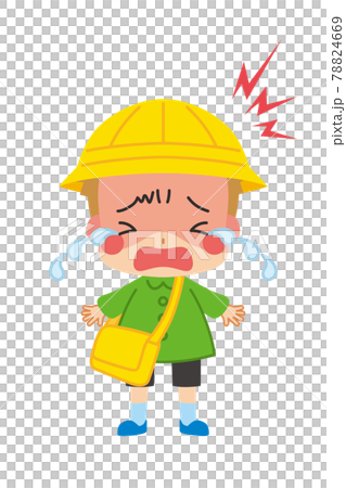 一個可愛的幼兒園男孩在白色背景下大聲哭泣的插圖 78824669