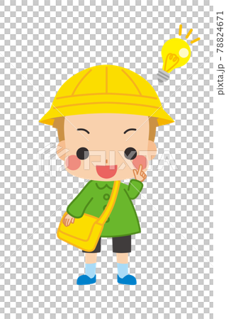 一個可愛的幼兒園男孩的插圖，在白色背景上有一個想法 78824671
