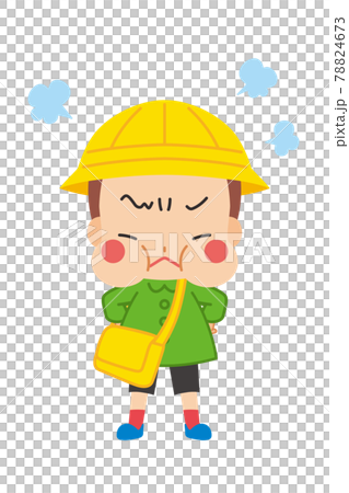 一個可愛的幼兒園男孩的插圖，他的臉頰腫脹的白色背景很生氣 78824673