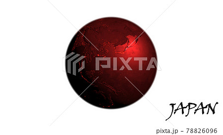 Image of the Japanese flag with the red earth - Stock