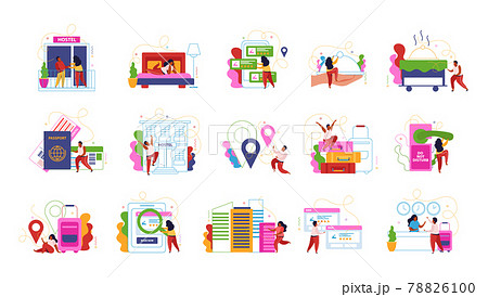 Hostel And Tourists Flat Recolor Set 78826100