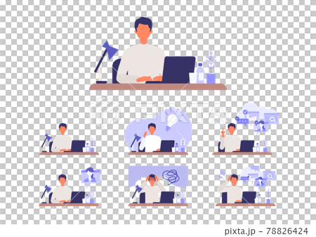 在家遠程辦公的商人 78826424