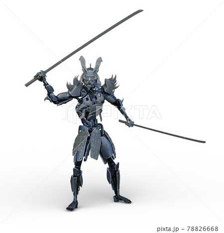 侍ロボットのイラスト素材