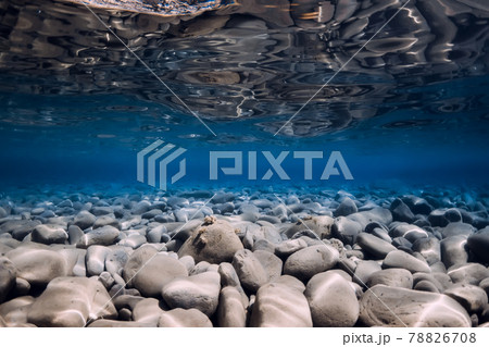 Underwater sea with stones, reflection and crystal water. Ocean background 78826708
