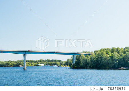 Luukkaansalmi bridge in Lappeenranta, Finland. View from the lake Saimaa. 78826931