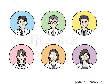 医者 顔 アイコン 女医 研究員 科学者 白衣を着た男女 イラスト素材 医者 顔 アイコン 女医 研究員 科学者 白衣を着た男女 イラスト素材 78827542
