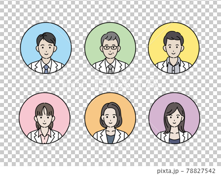 医者 顔 アイコン 女医 研究員 科学者 白衣を着た男女 イラスト素材 医者 顔 アイコン 女医 研究員 科学者 白衣を着た男女 イラスト素材 78827542