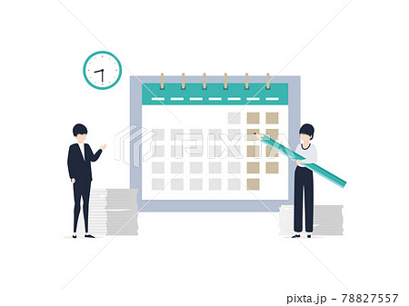スケジュール・カレンダー・締め切り・納期のイラスト素材 スケジュール・カレンダー・締め切り・納期のイラスト素材 78827557