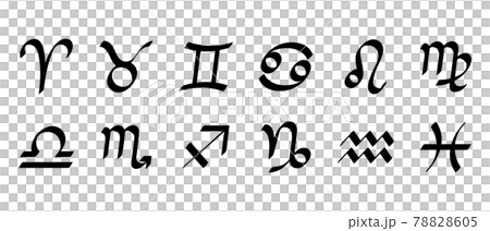 12星座のマークのカリグラフィー風アイコンセット 78828605