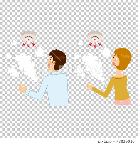 Men and women who are impatient with the fire alarm ringing Men and women who are impatient with the fire alarm ringing 78829016