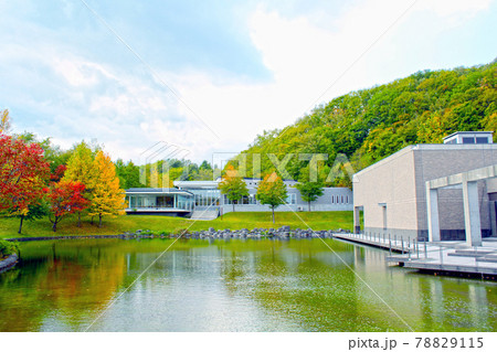 【北海道】秋の札幌芸術の森美術館と紅葉の始まった木々 78829115