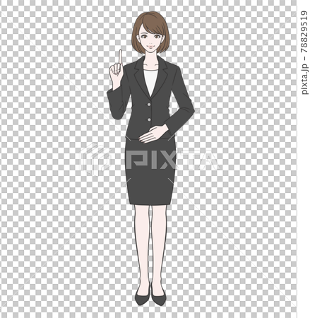 A woman wearing a suit and raising her index finger A woman wearing a suit and raising her index finger 78829519