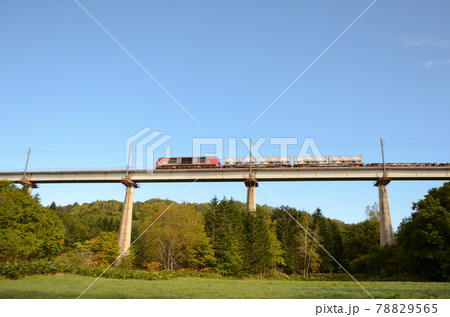 空のLNGタンクを載せて苫小牧に向かう貨物列車 78829565