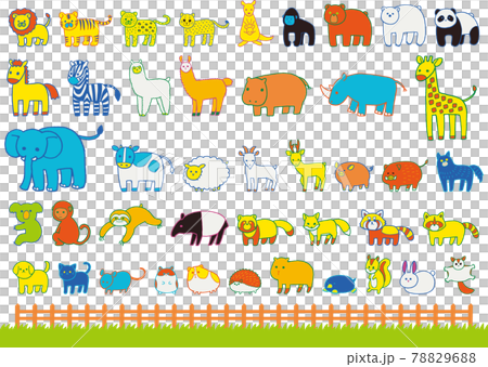 動物（哺乳動物）插畫套裝（手繪多彩） 78829688