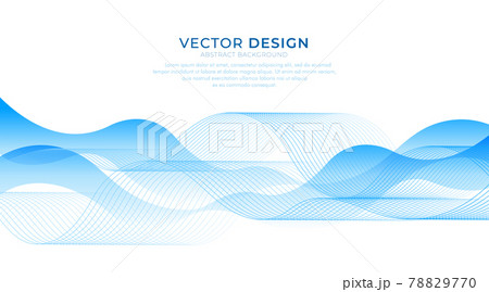 Vector blue color abstract wave design element. Line halftone pattern with gradient effect. White background. Modern simple graphic. Vector illustration 78829770