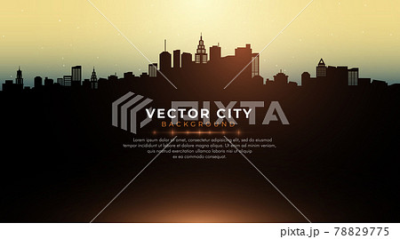 Silhouette of the city. Urban landscape. City skyline vector illustration. Cityscape with buildings. Building in the night city. Space for your tex. Suit for cover, poster, advertising, banner. Vector Silhouette of the city. Urban landscape. City skyline vector illustration. Cityscape with buildings. Building in the night city. Space for your tex. Suit for cover, poster, advertising, banner. Vector 78829775