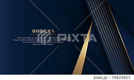 Abstract polygonal pattern luxury golden line with dark blue template background. Luxury and elegant design. Modern simple geometric pattern. You can use for ad, poster, banner, cover, presentation. 78829825
