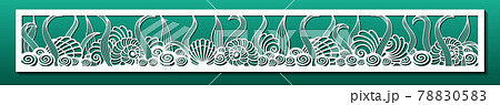 Laser cut panel with underwater design. Wall art, home decor, room divider or screen. CNC cutting stencil. Sea shells and plants pattern. Vector illustration Laser cut panel with underwater design. Wall art, home decor, room divider or screen. CNC cutting stencil. Sea shells and plants pattern. Vector illustration 78830583