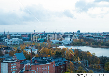 Aerial view of Helsinki Center at autumn cloudy evening. Aerial view of Helsinki Center at autumn cloudy evening. 78831312